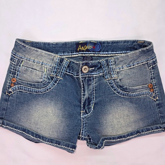 Angels Pants - Vintage Y2K Angels Jeans Womens Size 9 Denim Shorts Thick StitchLow Rise